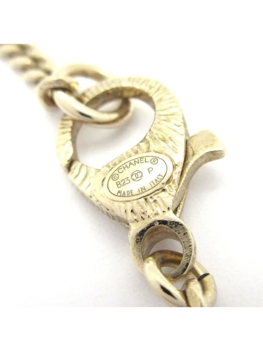 Chanel Necklace No 5 CC Logo Lambskin Gold Black Clear